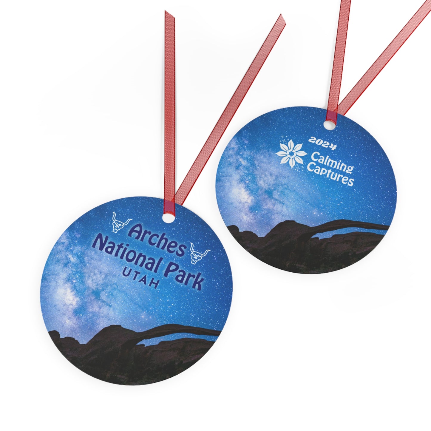 Arches National Park with Milky Way  Metal Christmas Ornament