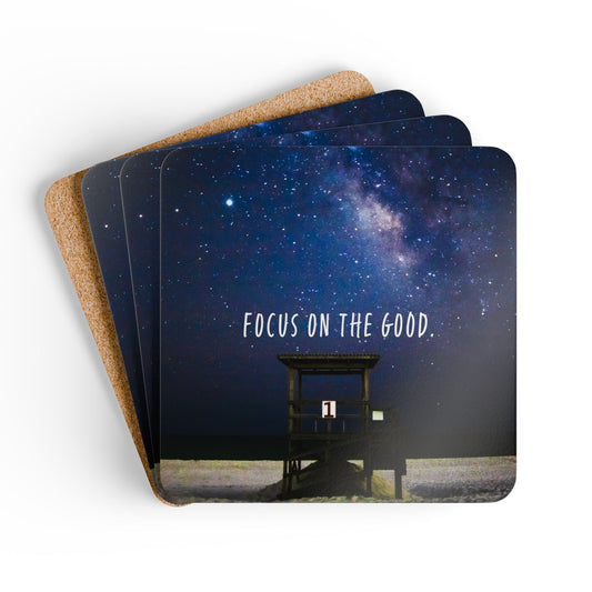 Focus on the Good, Beach Galaxy - Corkwood Coaster Set