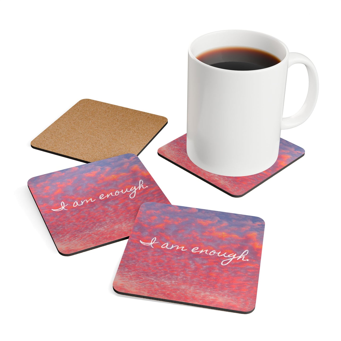 I am enough, Sky abstract - Corkwood Coaster Set