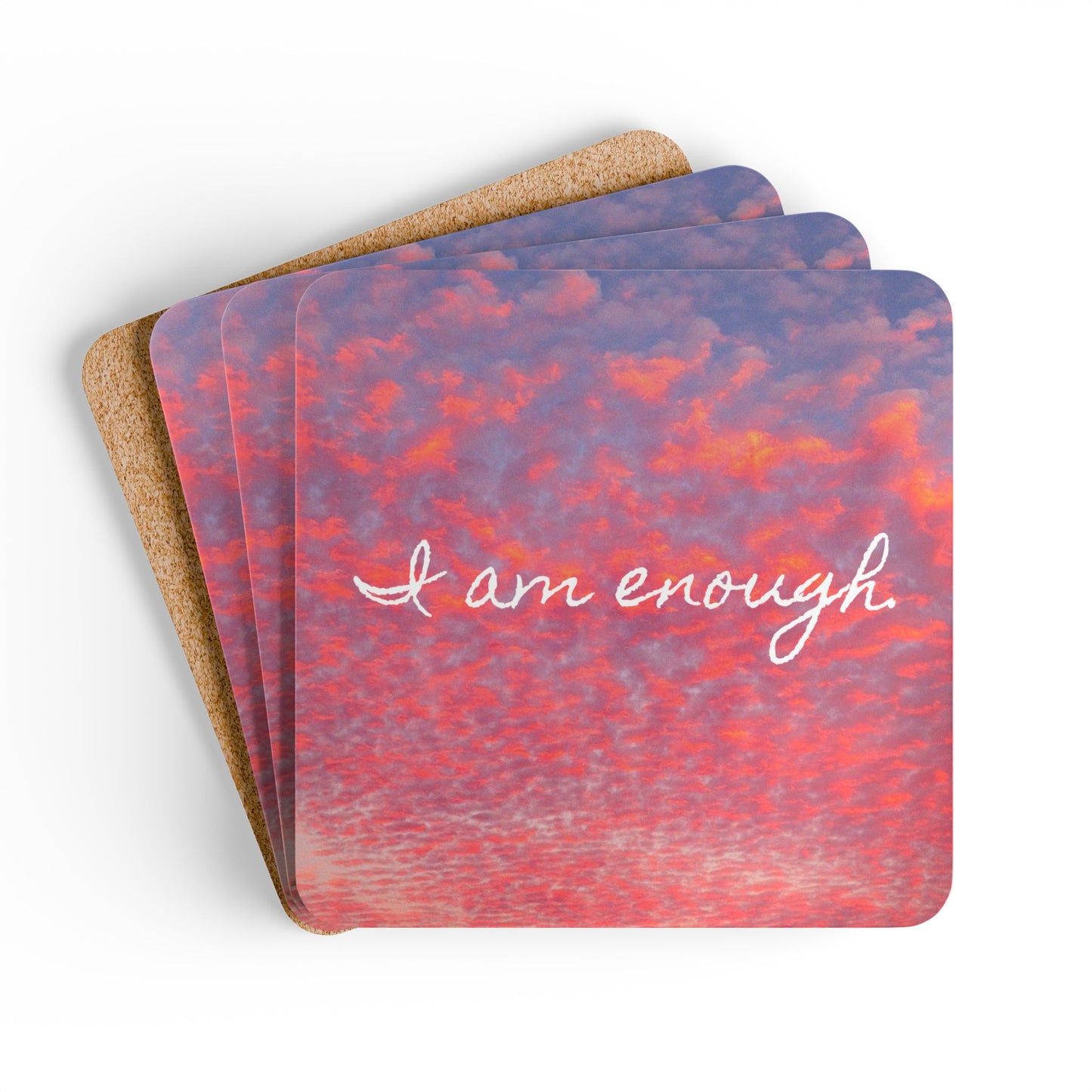 I am enough, Sky abstract - Corkwood Coaster Set