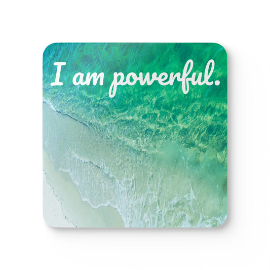 I Am Powerful, Wave abstract - Corkwood Coaster Set