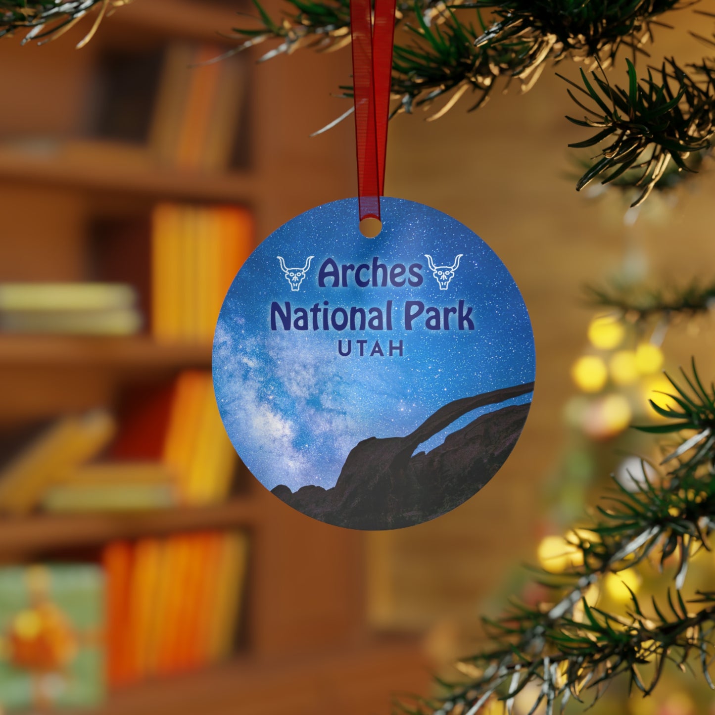 Arches National Park with Milky Way  Metal Christmas Ornament