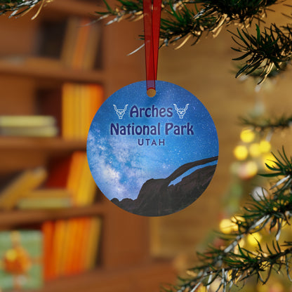 Arches National Park with Milky Way  Metal Christmas Ornament