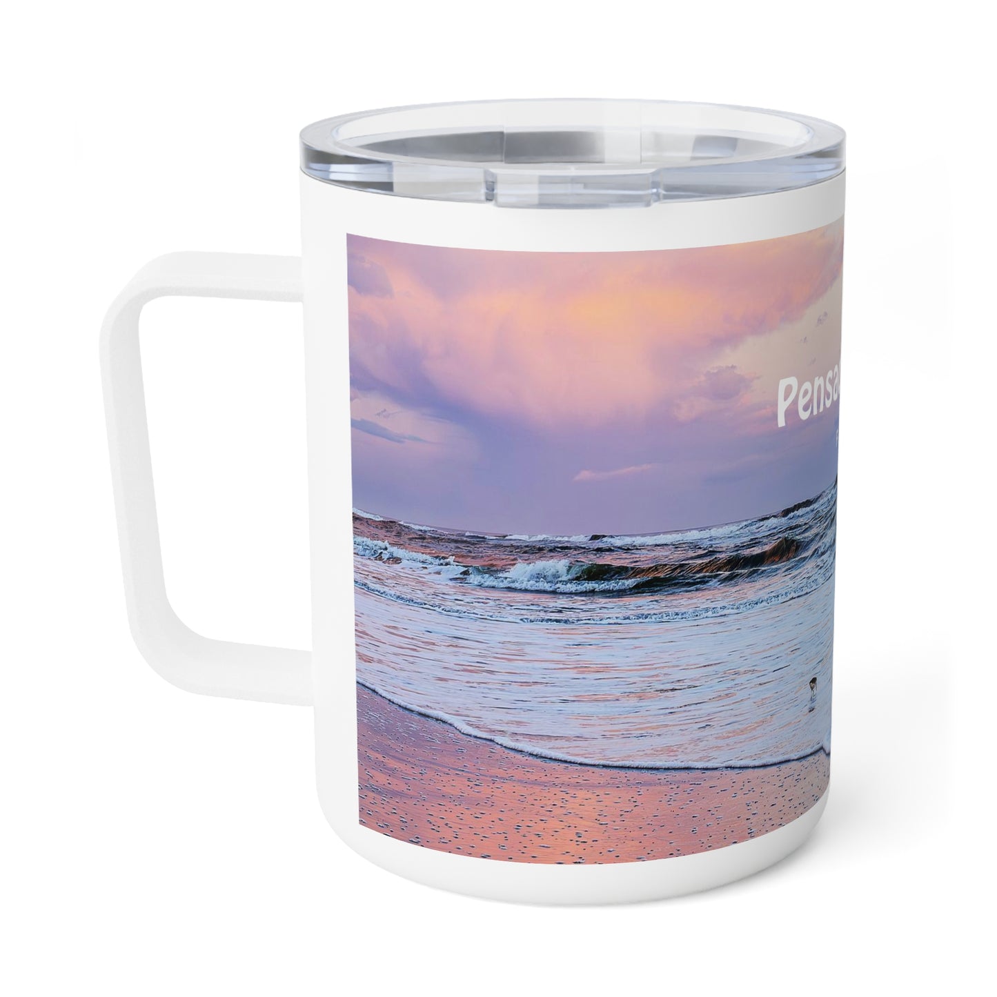 Sand Piper Beach Sunset Insulated Coffee Mug, 10oz