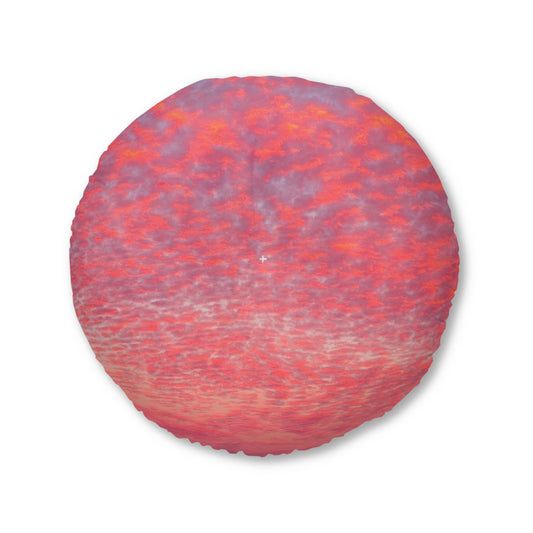 Cotton Candy Clouds Tufted Meditation Floor Pillow, Round