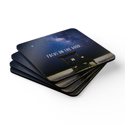 Focus on the Good, Beach Galaxy - Corkwood Coaster Set