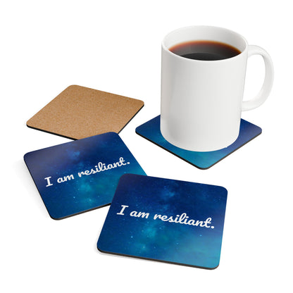 I am resilient, Milky Way abstract - Corkwood Coaster Set