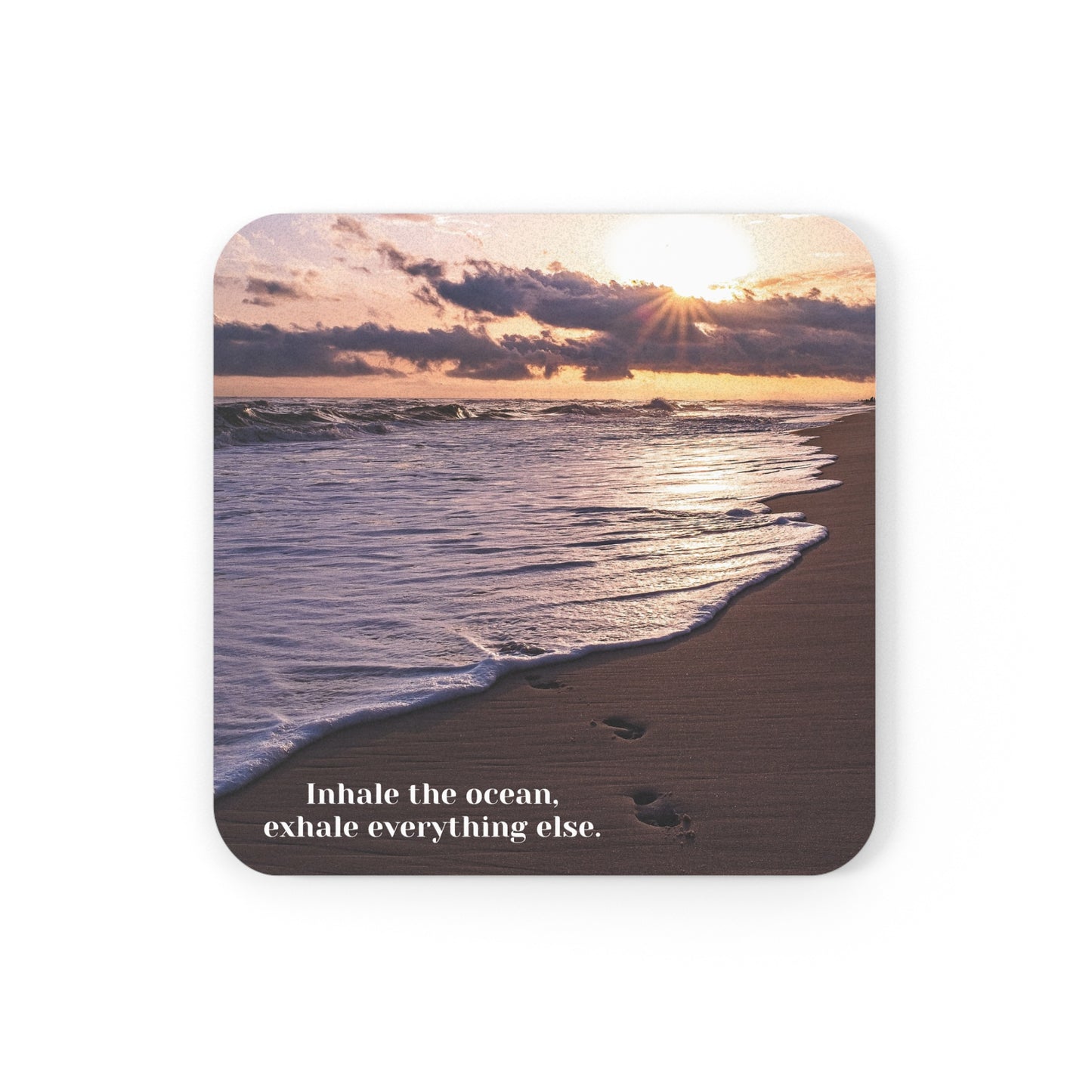 Inhale the Ocean Cork Back Coaster