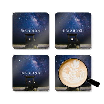 Focus on the Good, Beach Galaxy - Corkwood Coaster Set