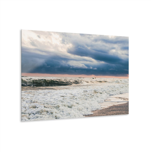 Tiny Surfer Man, Johnson's Beach Sunset  - 36" x 24" Acrylic Print (French Cleat Hanging)