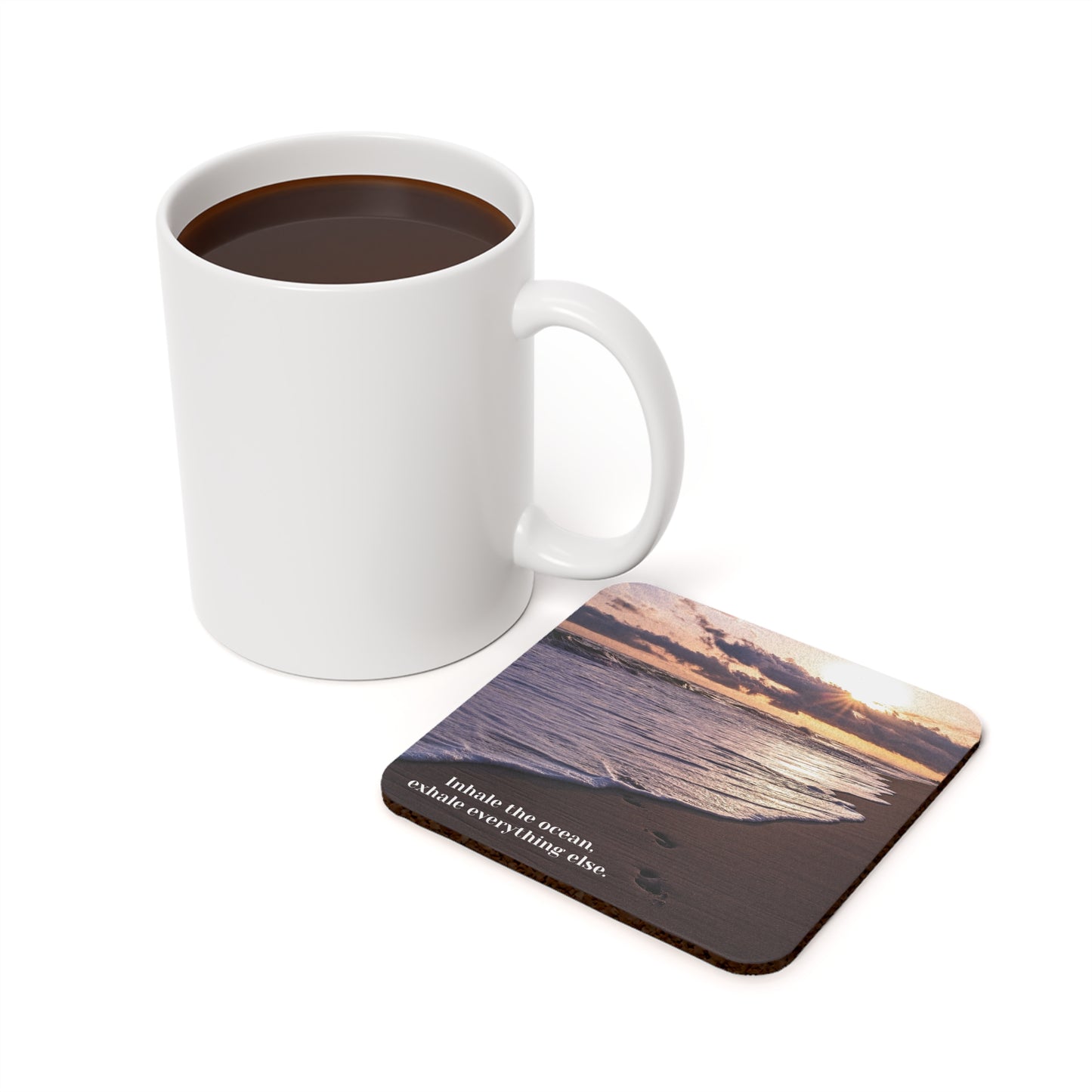 Inhale the Ocean Cork Back Coaster