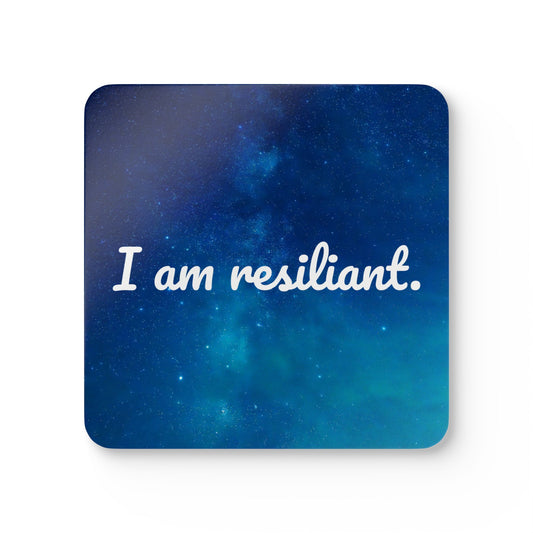 I am resilient, Milky Way abstract - Corkwood Coaster Set