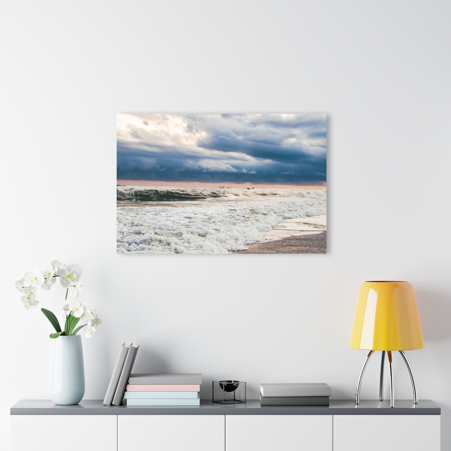 Tiny Surfer Man, Johnson's Beach Sunset  - 36" x 24" Acrylic Print (French Cleat Hanging)